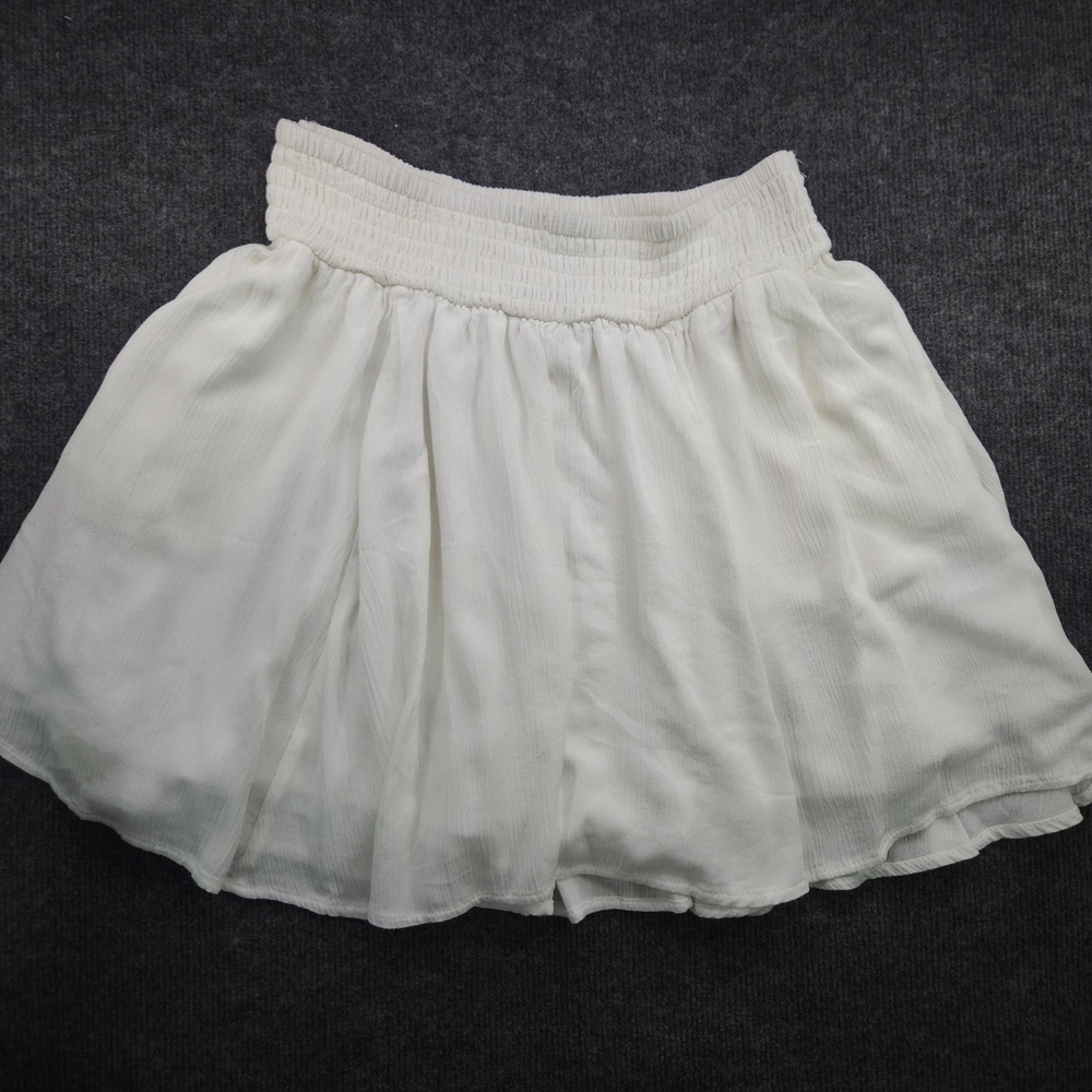 Torrid Skirt Womens 0 White Rayon‎ Smocked Waist Flowy Mini Skirt Pockets